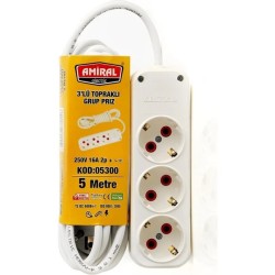 5 metre 3'lü Topraklı Grup Priz